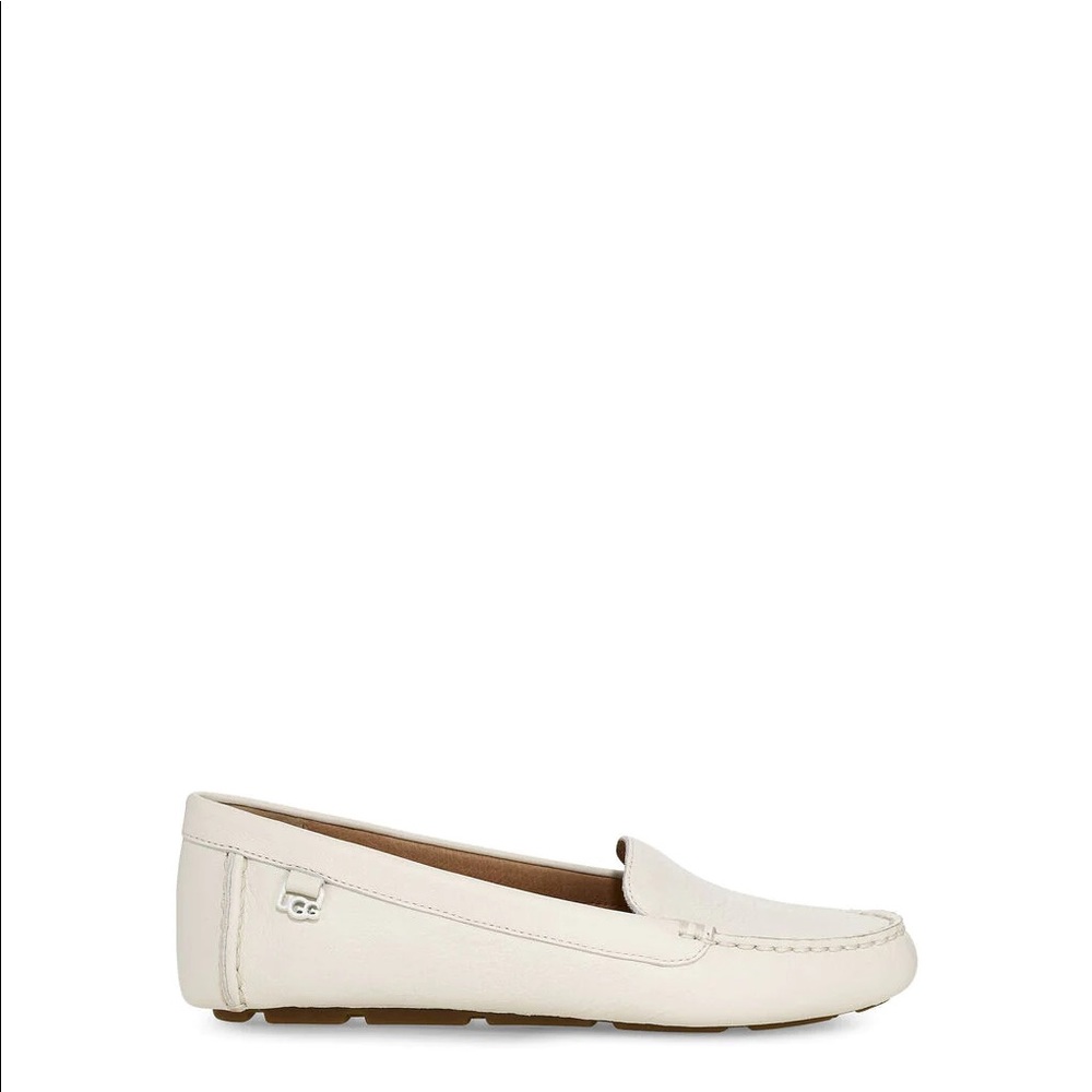 Ugg Flores White Leather Driving Shoe sz 8.5